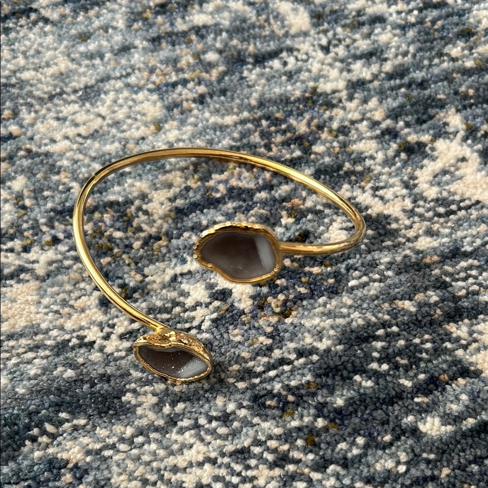 Gold and Brown Modern Open Cuff Bracelet